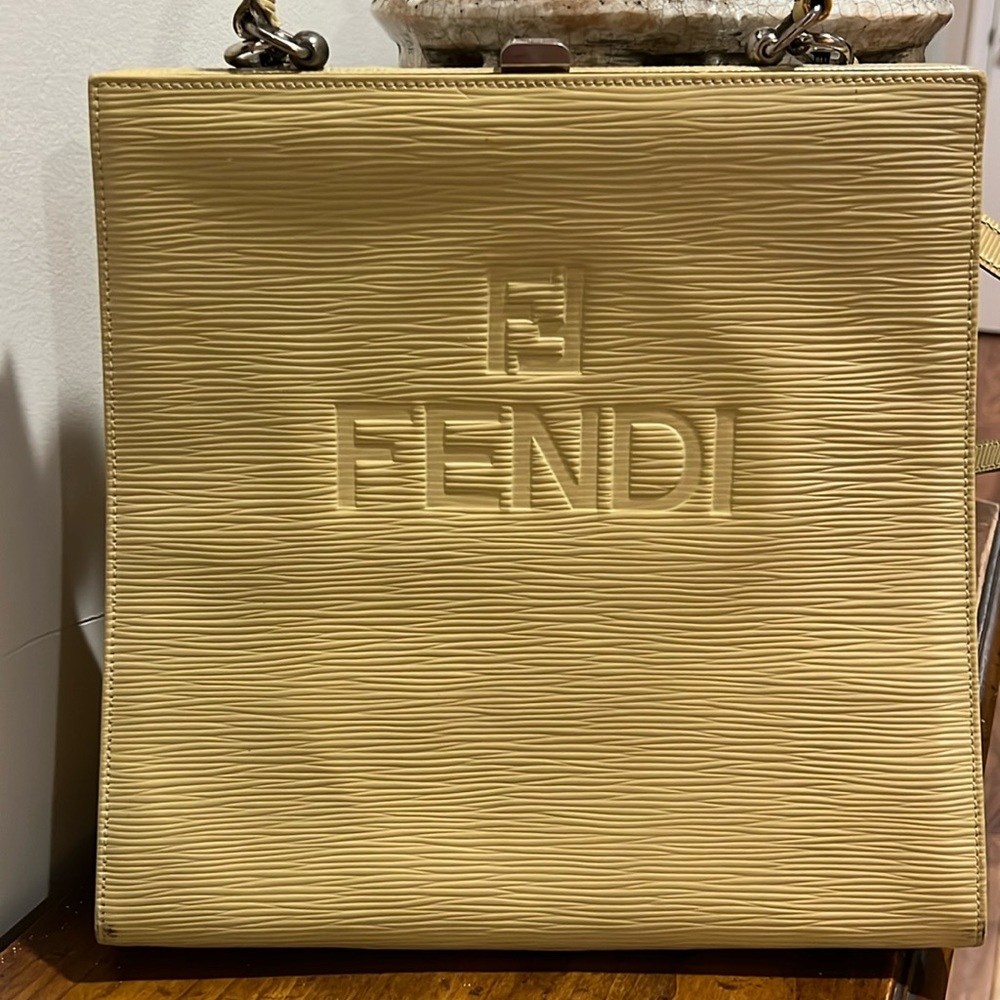Fendi Yellow Embossed Leather Bag